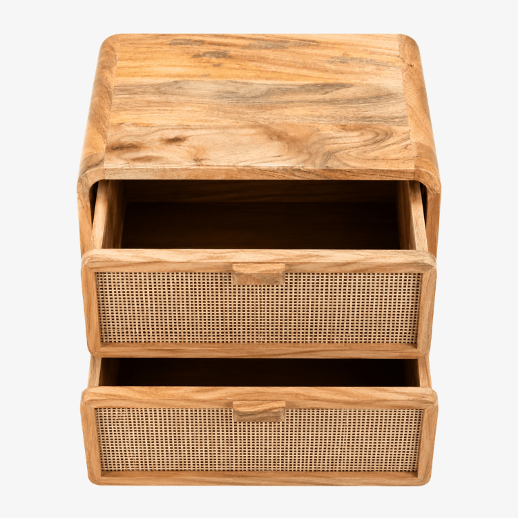 Mesilla de noche Liora de madera de mango y yute natural - Vintahome