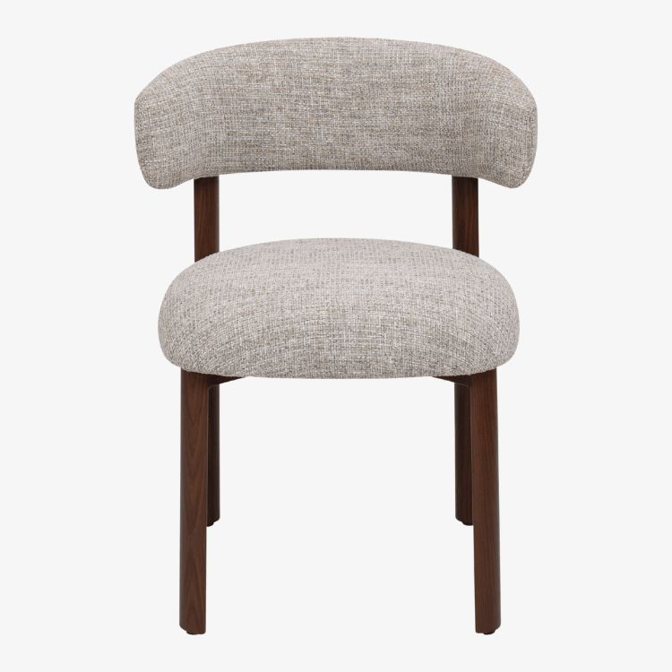 Silla de comedor AUREN tapizada beige acabado nogaL - Vintahome
