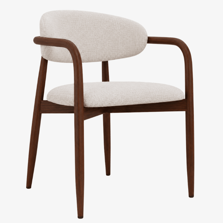 Silla de Comedor con Brazos Olimpo Tapizada en Madera de Nogal - Vintahome