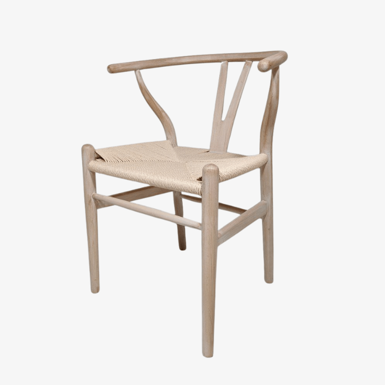 Silla de madera de haya con asiento de paper rope WISLY vista lateral