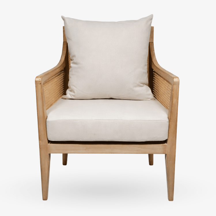 Sillón de madera y ratán natural con cojines tapizados LIRA - Vintahome