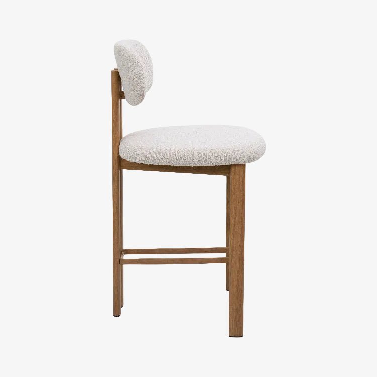 Taburete de cocina acero rosewood tapizado bouclé H65 Liberty - Vintahome