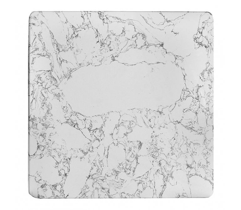 Mesa de bar acero negro Pisa tablero mármol blanco cuadrado 70x70