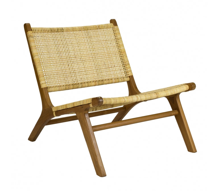 Arya cadeira relaxante em madeira e rotim