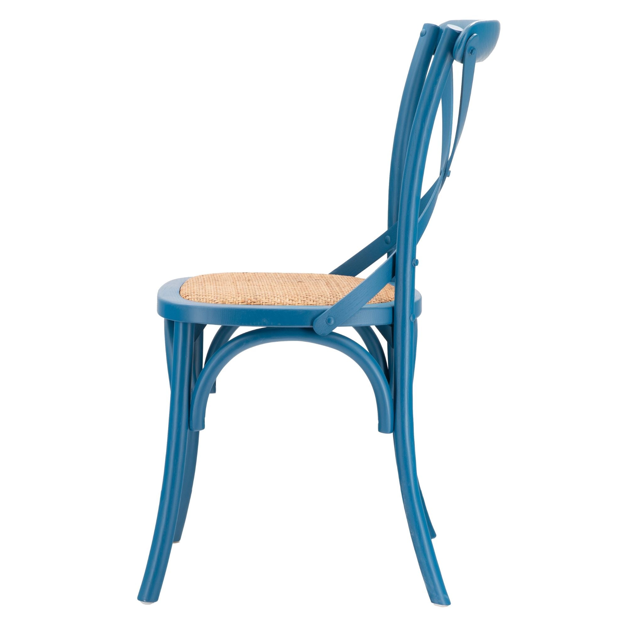 Cadeira de jantar azul de colheita cruzada