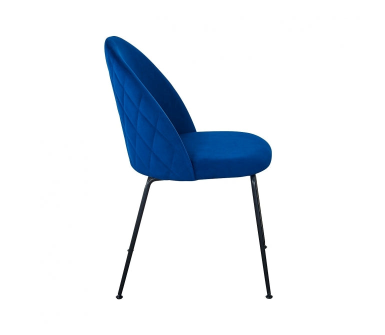 Cadeira de jantar preta de veludo azul Genova