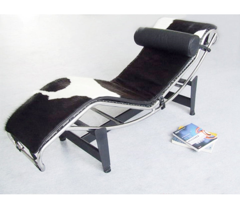 Cadeirinha de design de couro de vaca de poltrona Longue Corbus