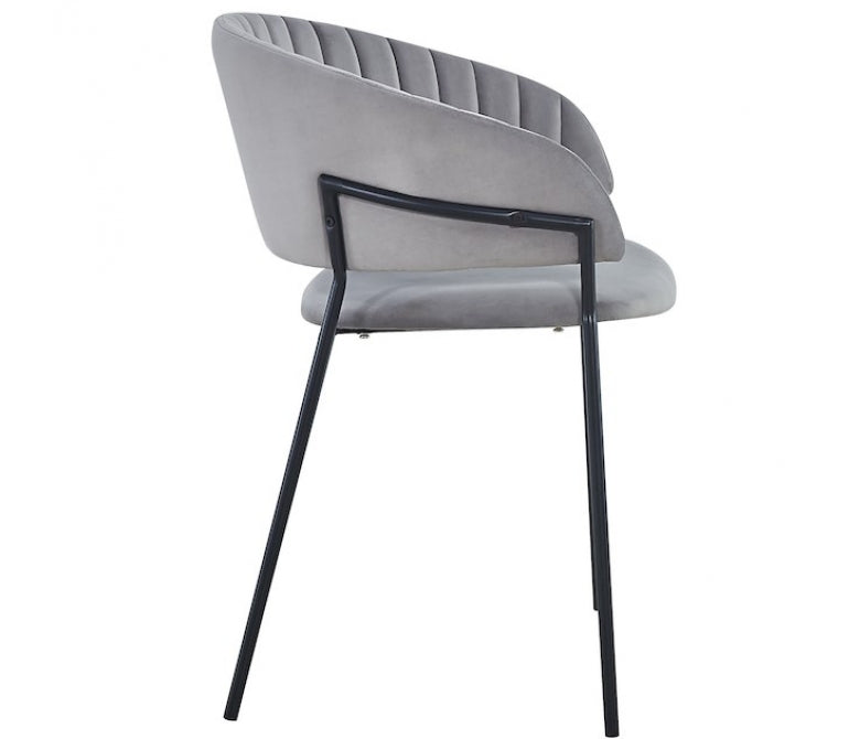 Cadeira de jantar Velvet Shell aço preto Cinzento