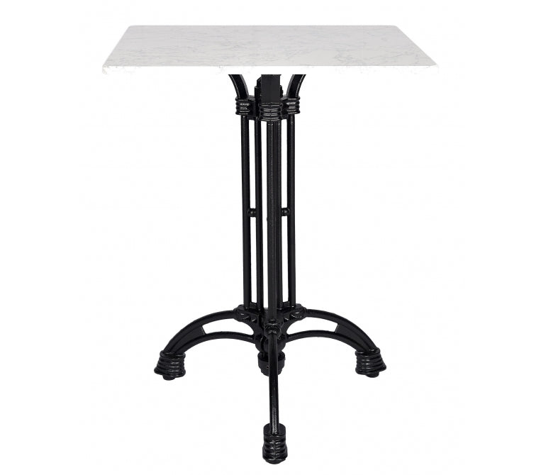 Mesa em barra de aço preto Lusara 3 mesa de mármore quadrada superior 60x60
