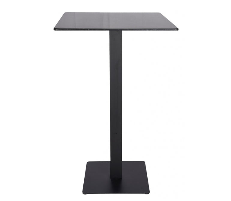 Table de bar en acier noir Table de bar haute Queen avec plateau en marbre carré 60x60