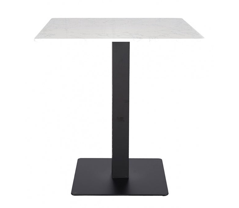Table de bar en acier noir dessus marbre Queen carré 70x70