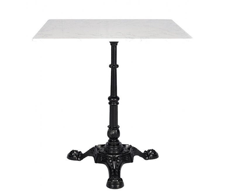 Table de bar en acier noir Plateau carré en marbre Pisa 70x70