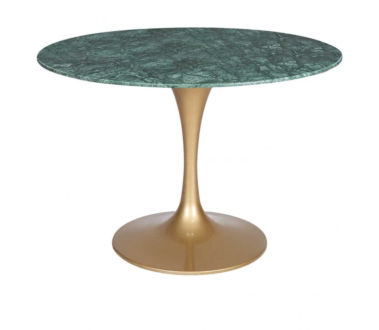 Mesa de jantar com base dourada e mármore verde 120cms