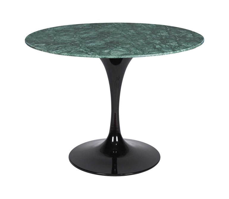 Table de salle à manger en marbre vert et base noire 120cms