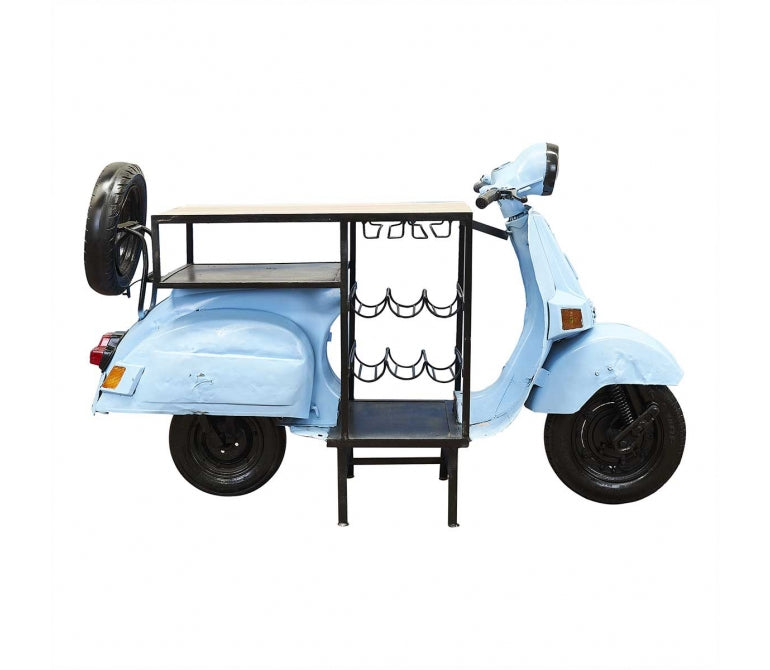 Mostrador mesa botellero scooter azul