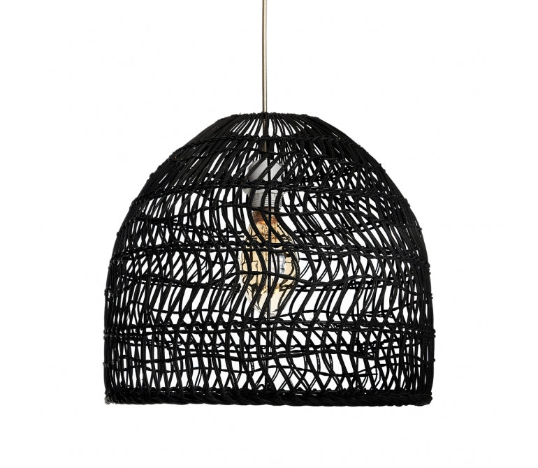 Amira, lampada da soffitto in rattan nero 40 cm