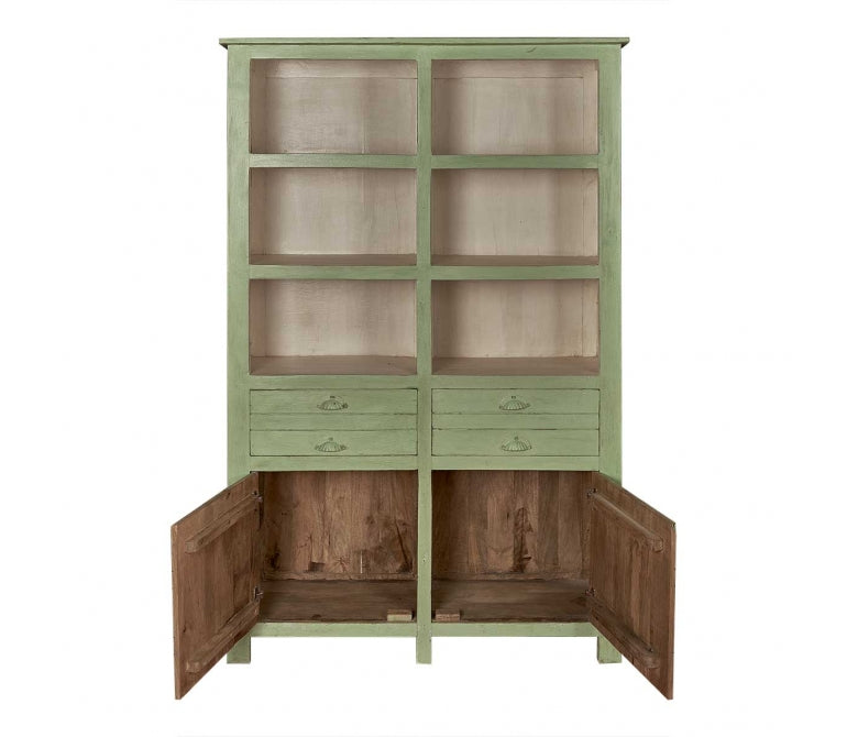 Armário de madeira com gavetas verde Libra