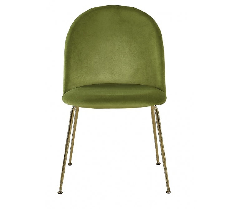 Cadeira de jantar de veludo verde claro de veludo dourado Genova
