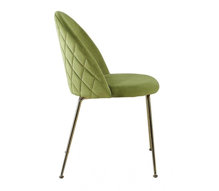 Cadeira de jantar de veludo verde claro de veludo dourado Genova