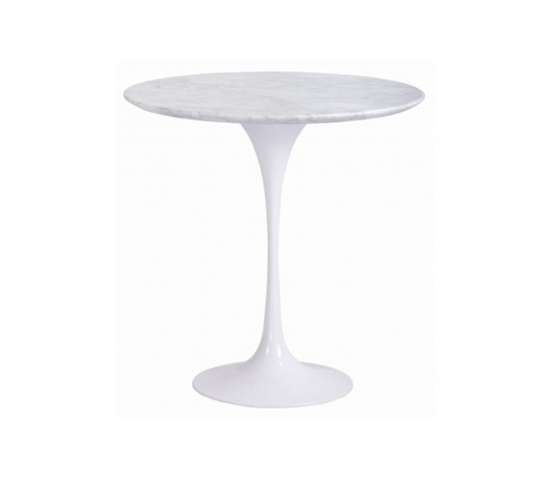 Tavolino in marmo con base bianca