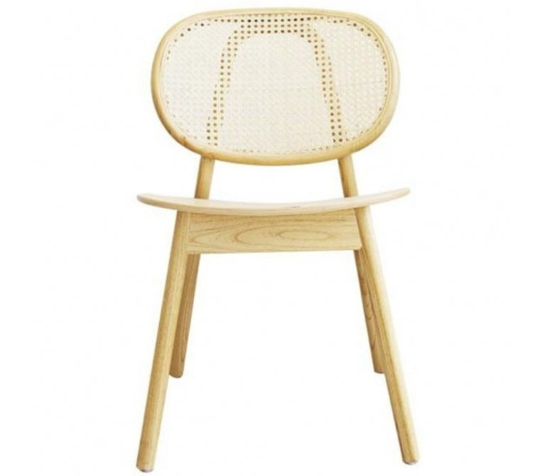 Cadeira de jantar nórdica de madeira e rotim Gaya