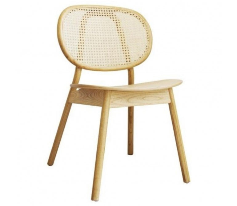 Cadeira de jantar nórdica de madeira e rotim Gaya