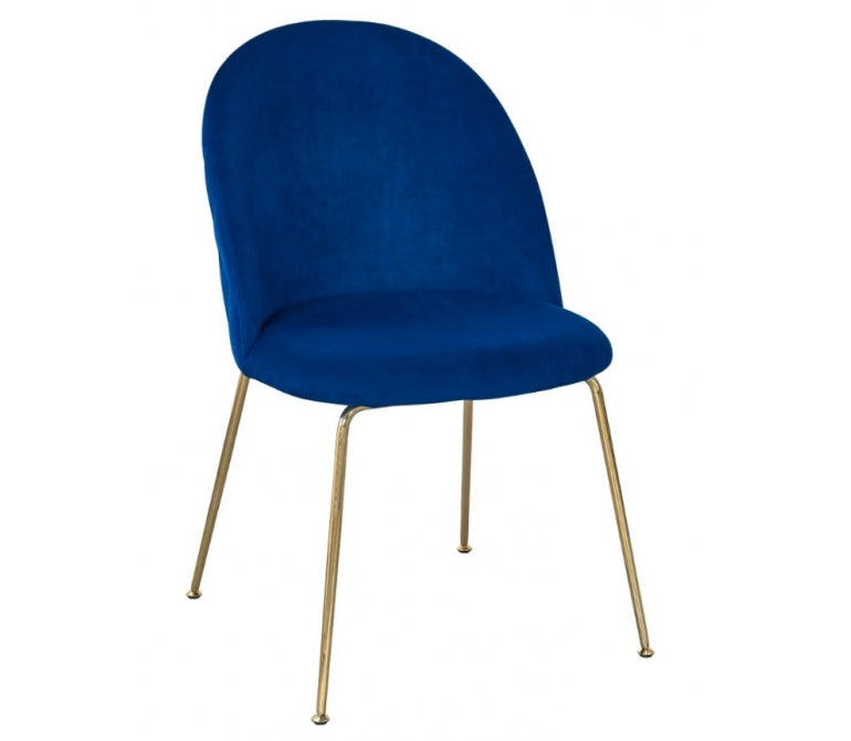 Chaise de salle à manger en velours bleu or Genova