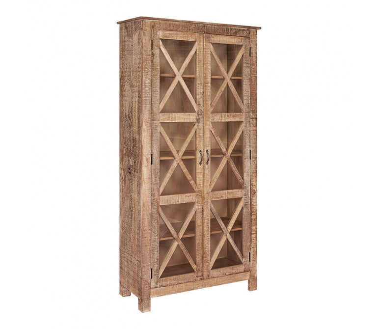 Armário de armário de madeira e portas de vidro Driss