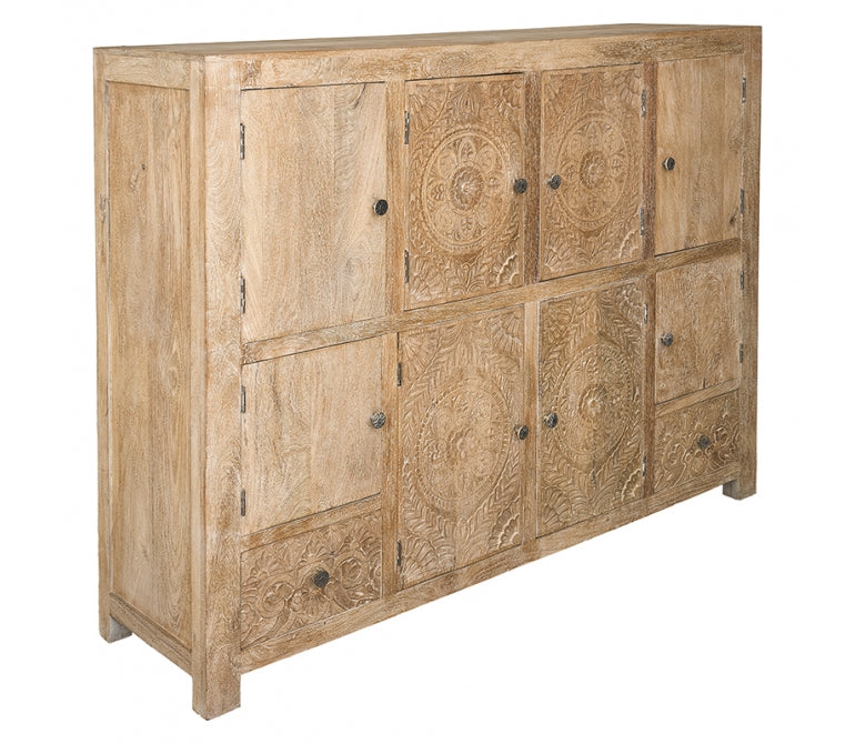 Credenza Sergo in legno di mango con cassetti e ante