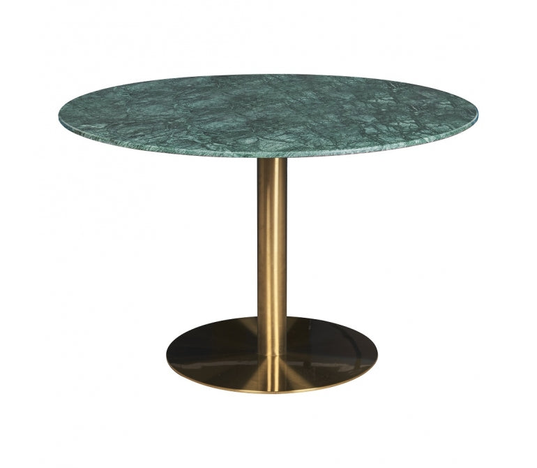 Tavolo da bar con base in oro e piano in marmo verde 120Ø