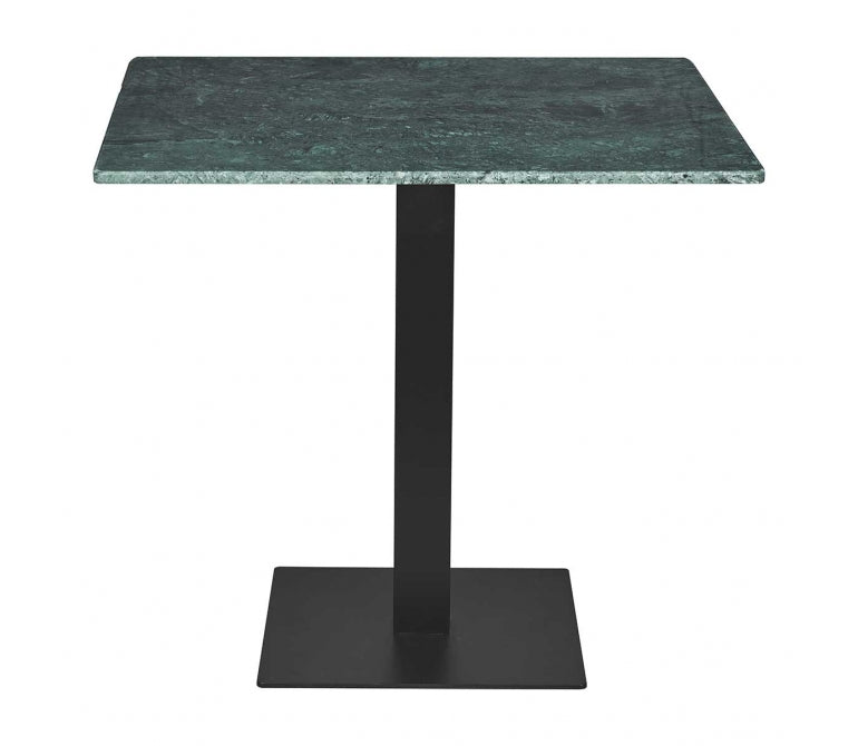 Mesa de bar acero negro Queen tablero mármol cuadrado verde 70x70
