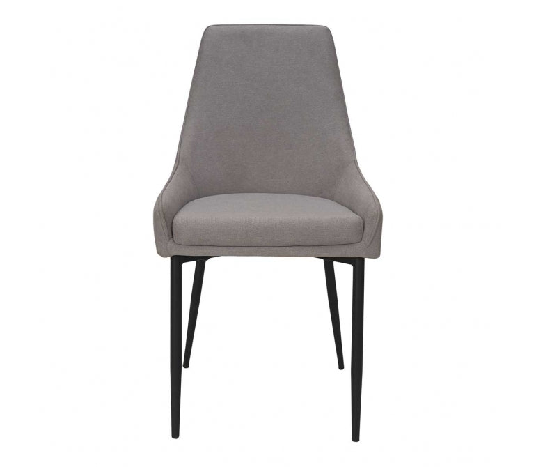 Cadeira de jantar tecido cinzento de aço preto Camile