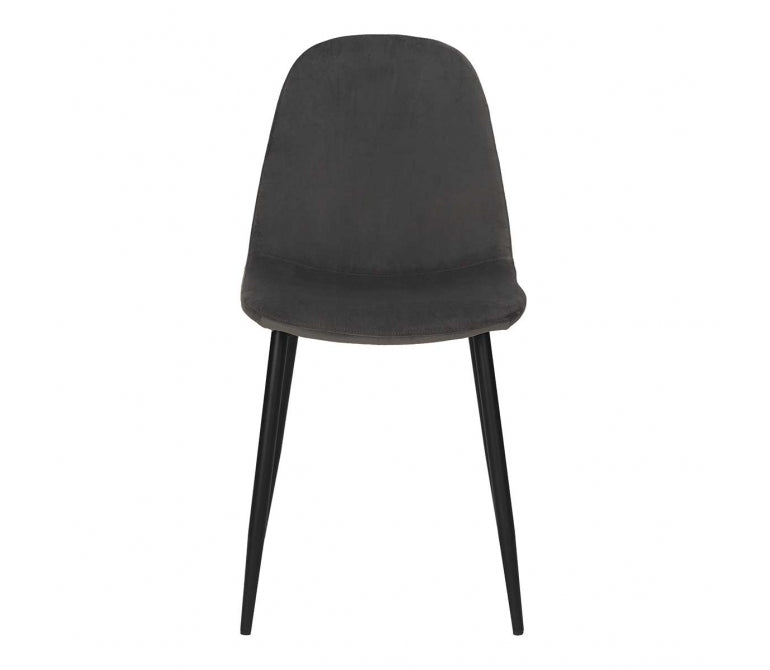 Cadeira de jantar Minna cinza aveludado de aço preto