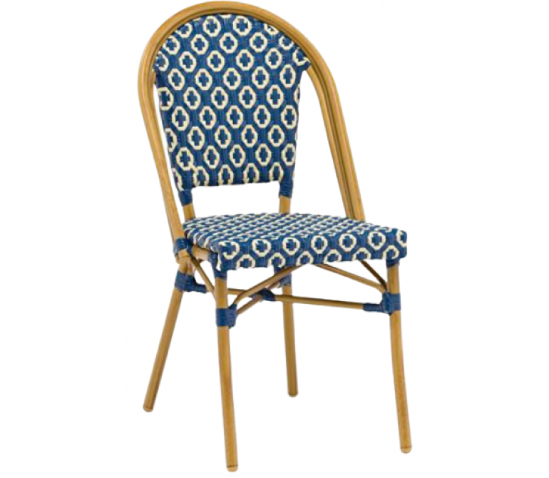 Cadeira de jantar exterior de jardim parisiense Trevor azul