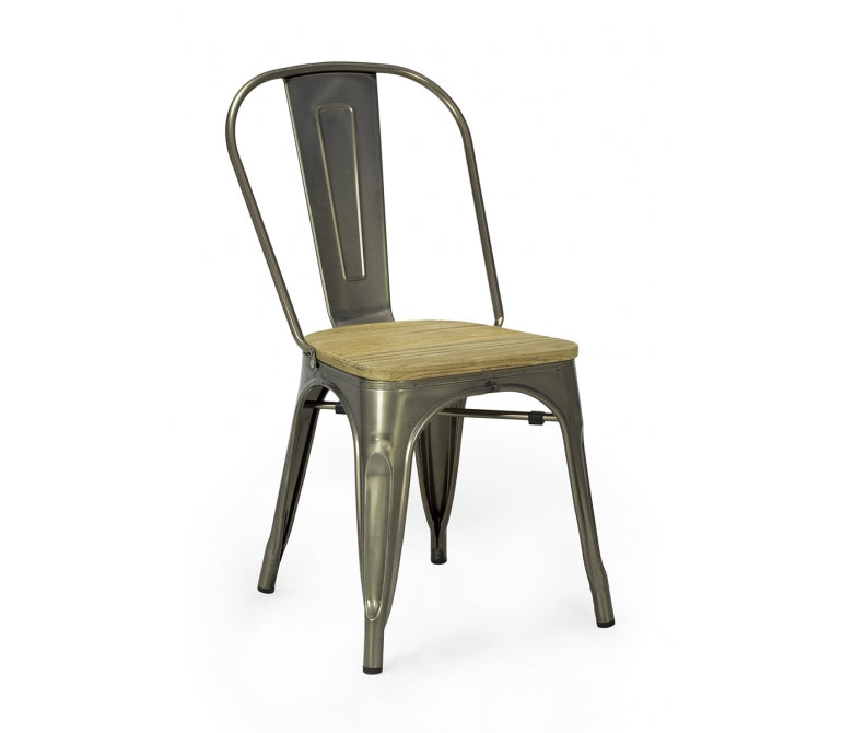 Cadeira de jantar em aço galvanizado Nux madeira