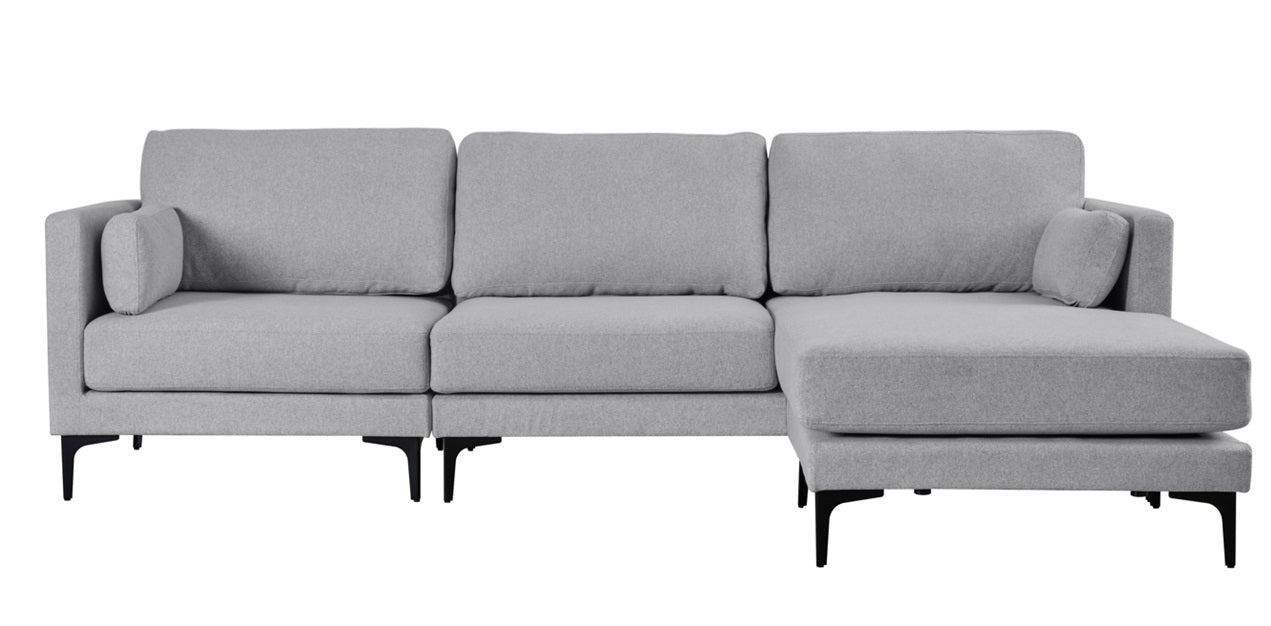 Sofá Mimo de 3 lugares com chaise-longo 244 cm de comprimento, cinza claro direito