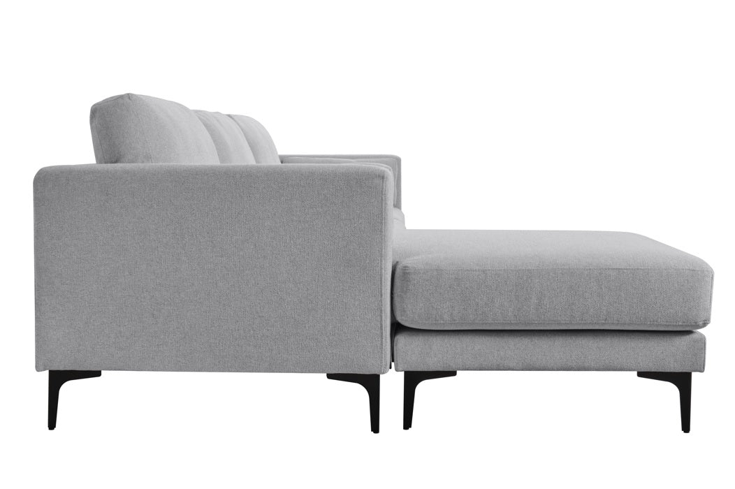 Mimo 3-zitsbank met chaise longue 244 cm links grijs